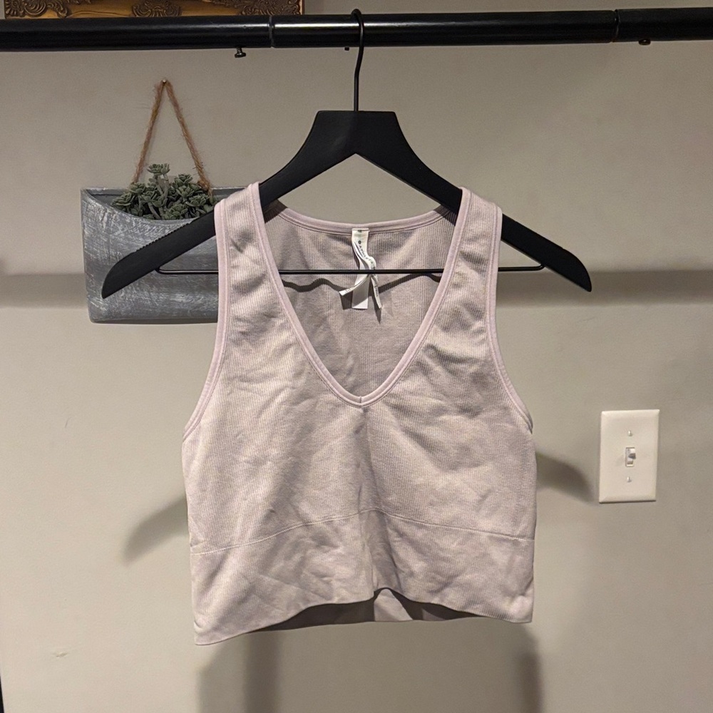Athleta Aurora Light Purple Cropped Ribbed Tank